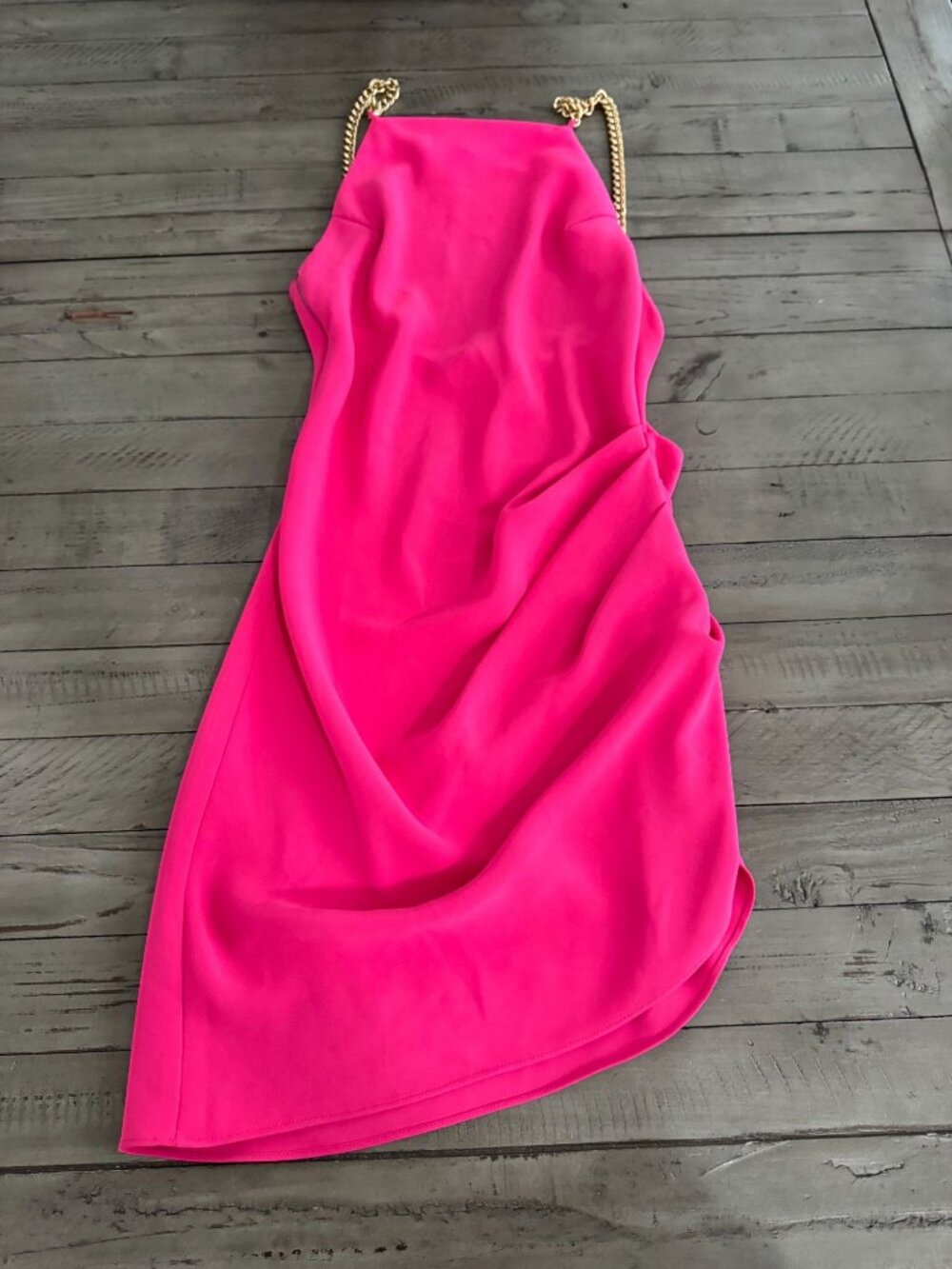 Amanda Uprichard Hot Pink Chain-Strap Mini Dress Size XS